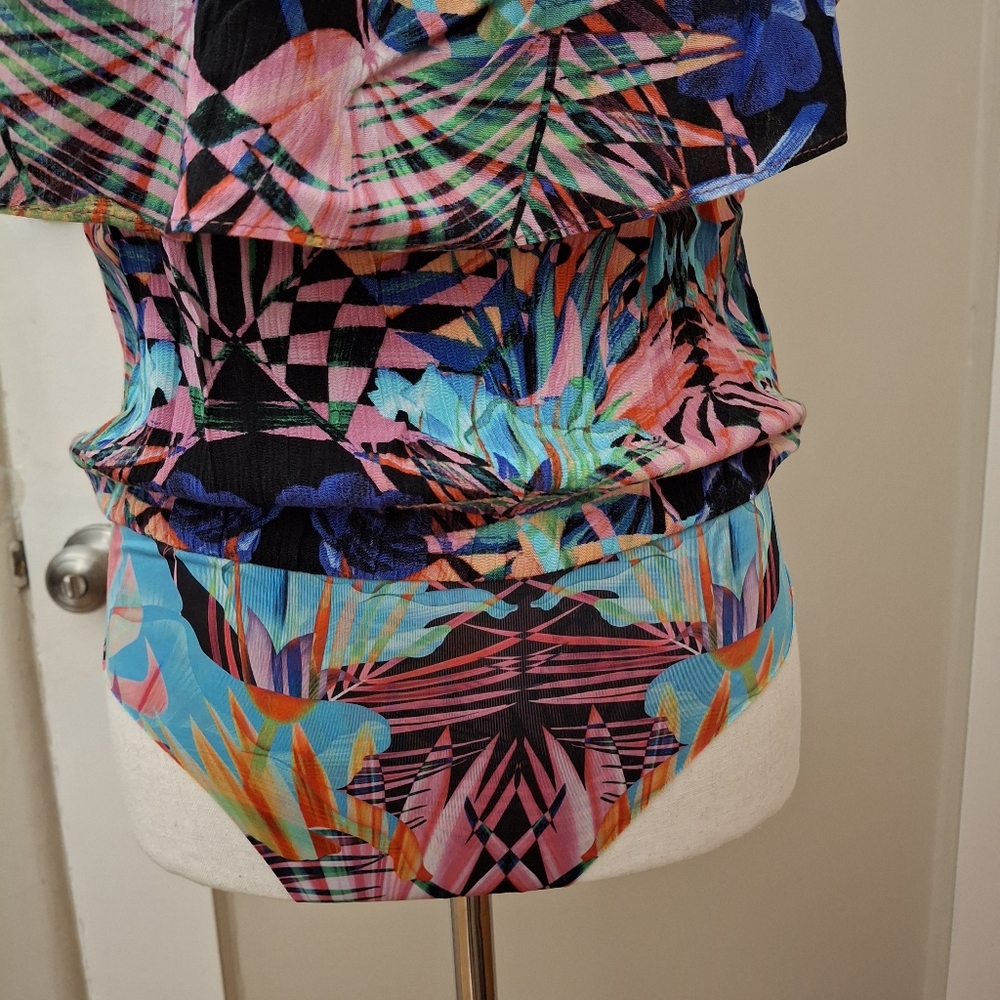 NWT Desigual Multicolor Tropical Print Women's Bodysuit - Picture 6 of 11